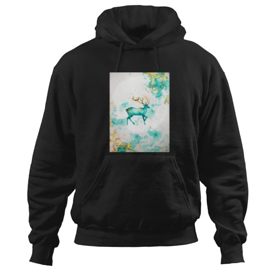 Discover Cute Pastel Reindeer Turquoise Teal And Golden Pattern Hoodies