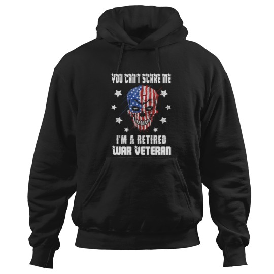 Discover Retired Warss Veteran USA Flag Skull Essential Hoodies