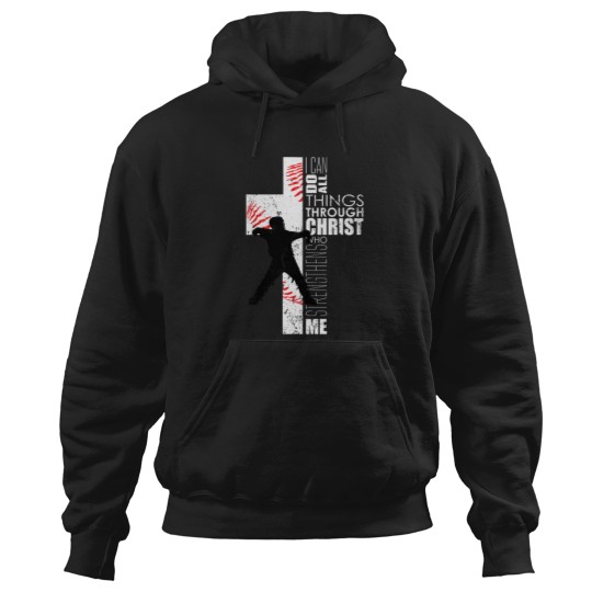 Discover Christian Philippians 413 Kids Boys Cross Baseball Catcher Hoodies