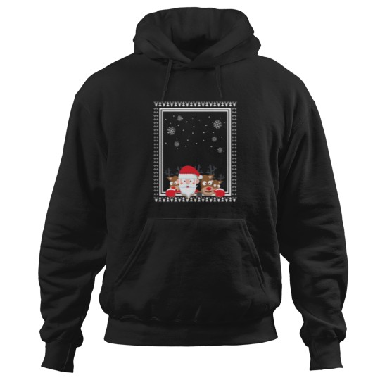Discover Santa And Deer Christmas Ugly Sweater Style Hoodies
