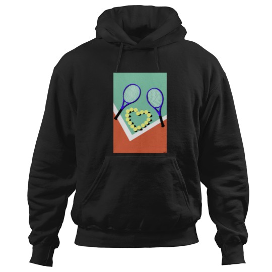 Discover Cute And Colorful Tennis Court With Tennis Ball In A Heart Shape Hoodies