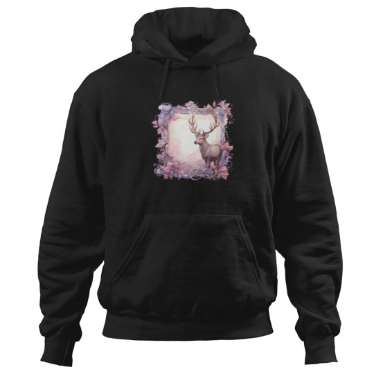 Discover Adorable Reindeer Cute Winter Animals Watercolor Hoodies