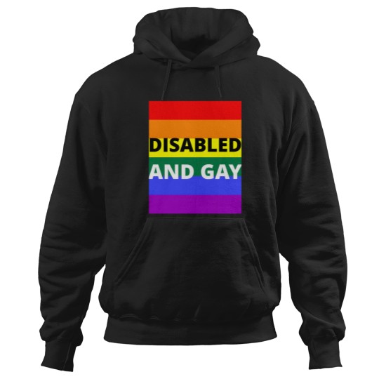 Discover Disabled  And Gay On Rainbow Background Hoodies