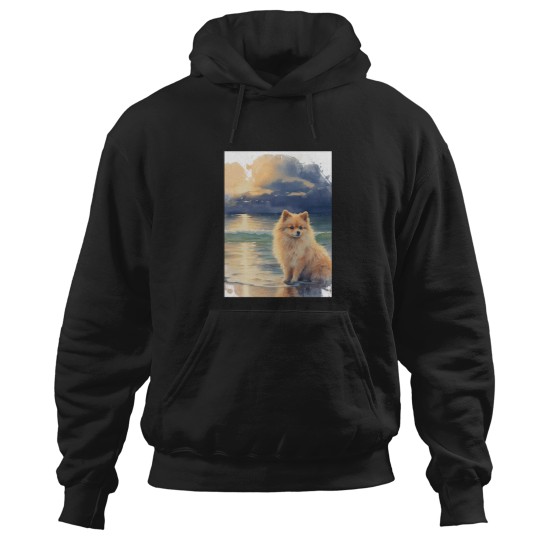 Discover Pomeranian At The Beach Graphic 1 1 Hoodies