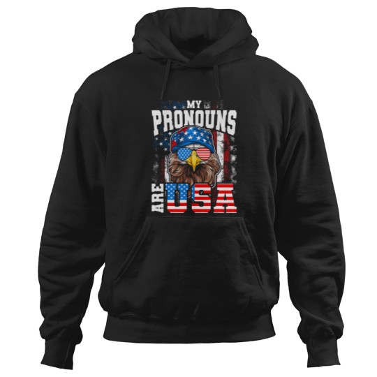 Discover My Pronouns Are USA Patriotic Eagle Funny 4th of July Hoodies