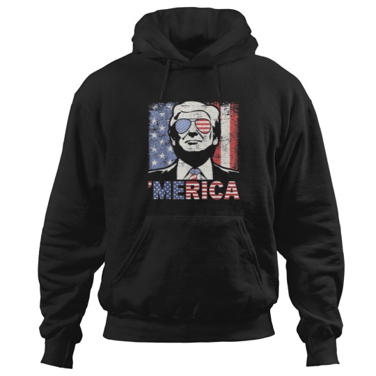Discover 'merica trump happy 4th of july trump american flag 1 Hoodies