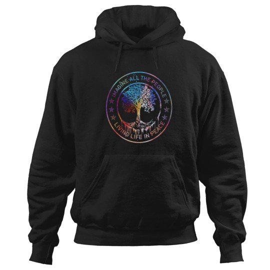 Discover All The People Imagine Living Life In Peace Art Tree Hoodies