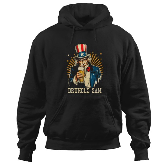 Discover Druncle Uncle US Sam Beer Drinking 4th of July Patriotic Hoodies