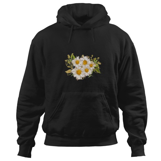 Discover White Daisy Pattern Watercolor Floral Gerber Flower Bouquet Blue PaintActive  - 1 Hoodies