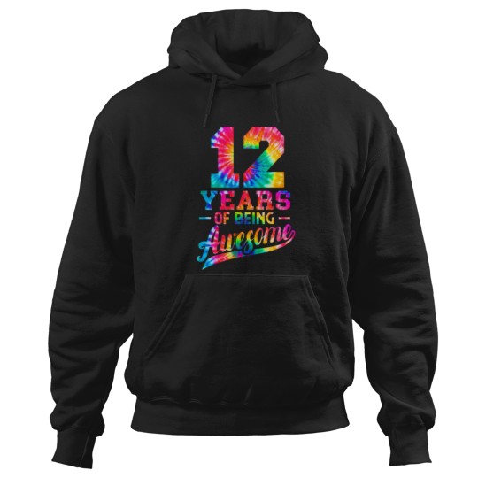 Discover 12 Years Old 12th Birthday Tie Dye Being Awesome Men Women Hoodies