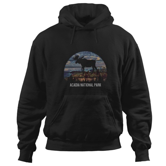 Discover Acadia National Park Vintagess Moose Hoodies