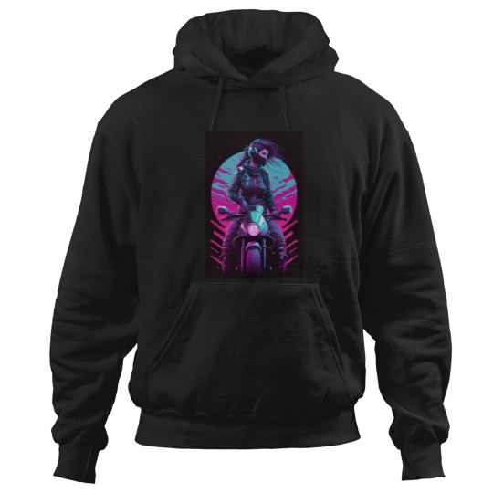 Discover 80S Synthwave Biker Girl 1 Hoodies