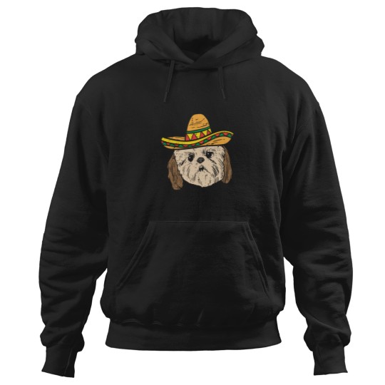 Discover Shih Tzu Face Sombrero Cute Cinco De Mayo Mexica Hoodies