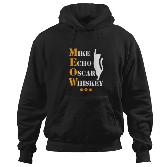Discover Mike Echo Oscar Whiskey Cat Meow Phonetic Alphab Hoodies