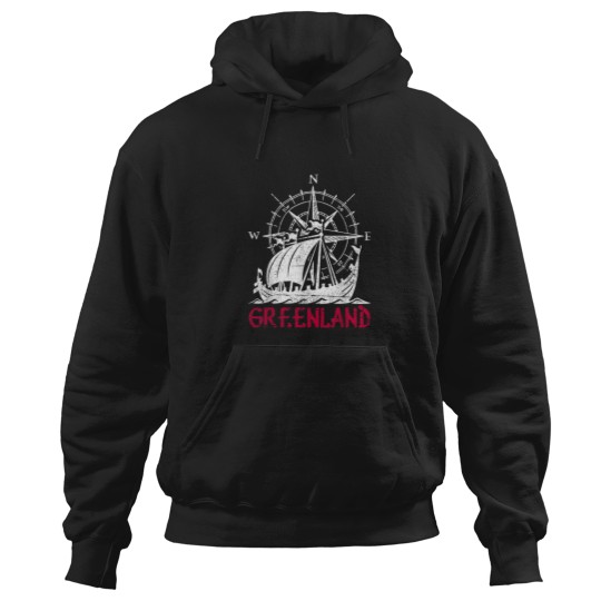 Discover Greenland Viking Ship Compass Travel Souvenir Gr Hoodies