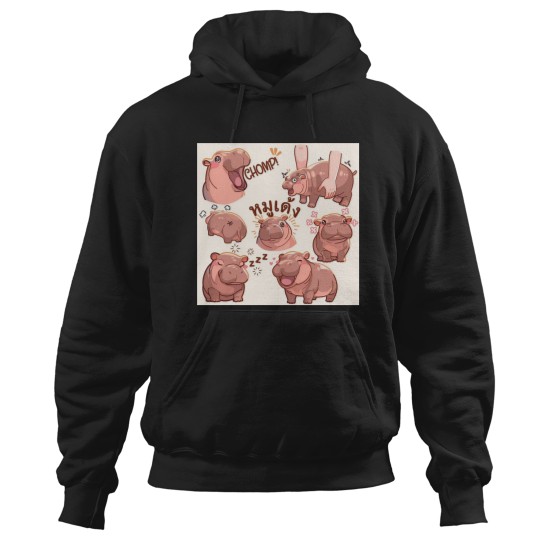 Discover Moo deng, Baby pygmy hippo Moo Deng Hoodies