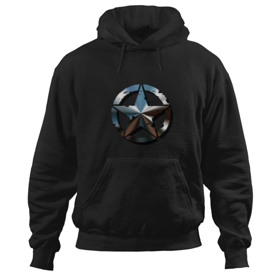 Discover Сhrome-plated military star symbol Hoodies