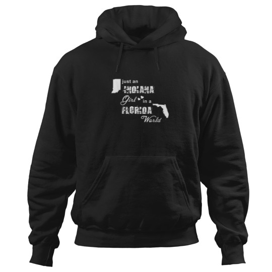 Discover Just an Indiana girl in a Florida world t shirt Hoodies