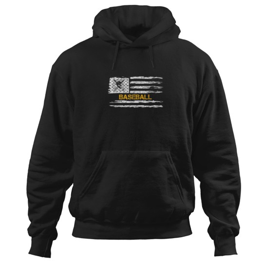 Discover USA American Flag Baseball Player Silhouette Fu Hoodies