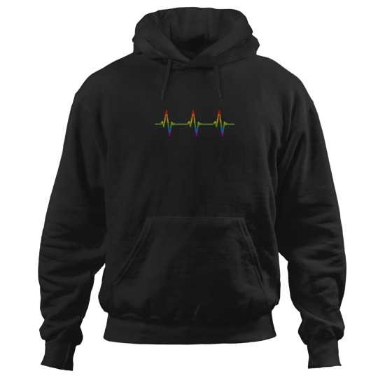 Discover Rainbow Heartbeat Shirt Cute LGBTQ Gay Pride Mon Hoodies