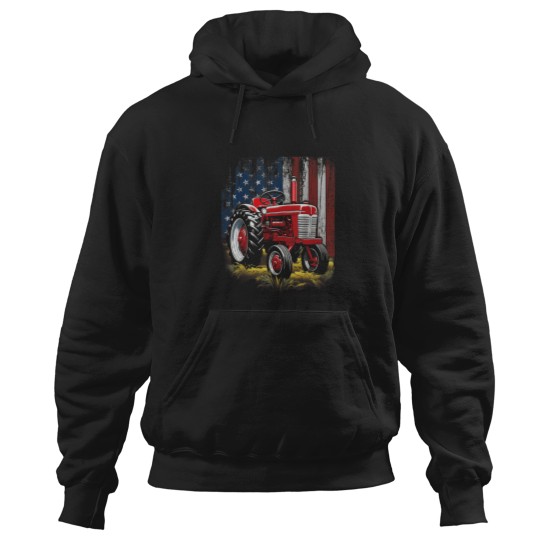 Discover Patriotic Tractor American Flag Tractor Farmer F Hoodies