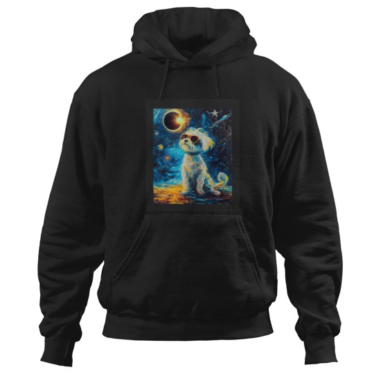 Discover Total Solar Eclipse Maltese Dog Hoodies