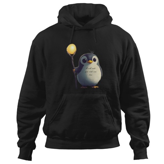 Discover Magical Penguin Granting Wishes With A Golden Glow 2656 Hoodies