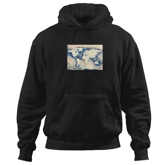 Discover World Map Great Wave 3637 Hoodies