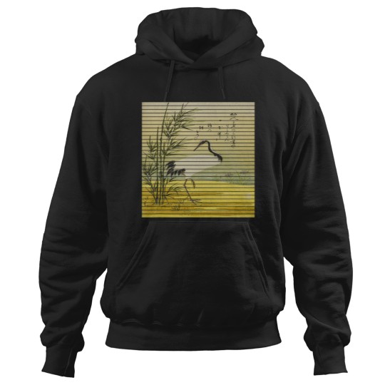 Discover Famous Vintage Art Crane Bamboo and Iris Special Design Hoodies