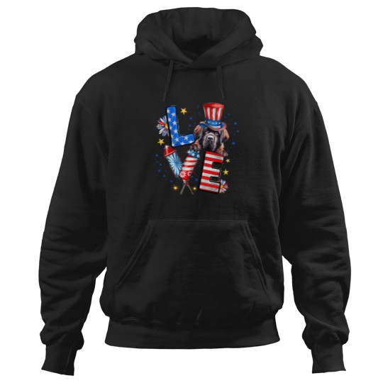 Discover Love Newfoundland Dog American Flag 4Th Of July T-Shirt Hoodies