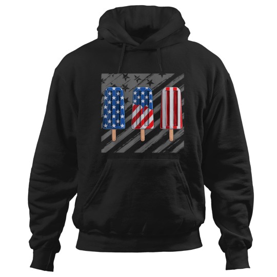 Discover 4th Of July Popsicles Red White Blue American Flag Kids Hoodies
