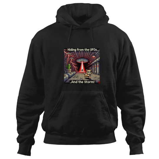 Discover Cat Ufo Selfie Red Planet (Pixel Artcat Alien Spaceshipred) Le tits now Hoodies