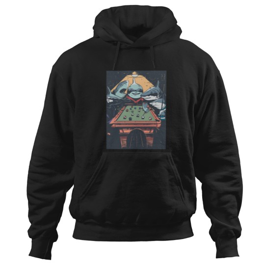 Discover Funny Shark Playing Pool Hoodies