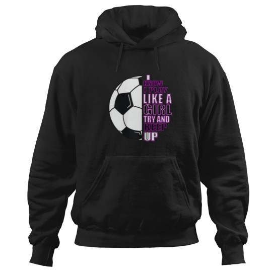 Discover girls soccer play like a girl half ball pink for teenagers Hoodies