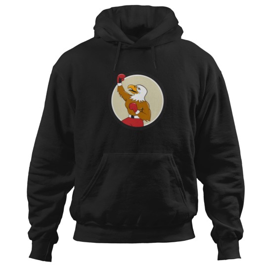 Discover Bald Eagle Boxer Pumping Fist Circle Cartoon T-Shirt Hoodies