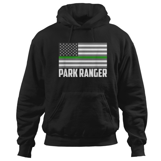 Discover Park Ranger Green Line American Flag Wildlife Game Warden Hoodies