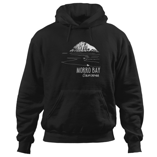 Discover Morro Bay CA Morro Rock CA Drawing Souvenir Line Art Hoodies
