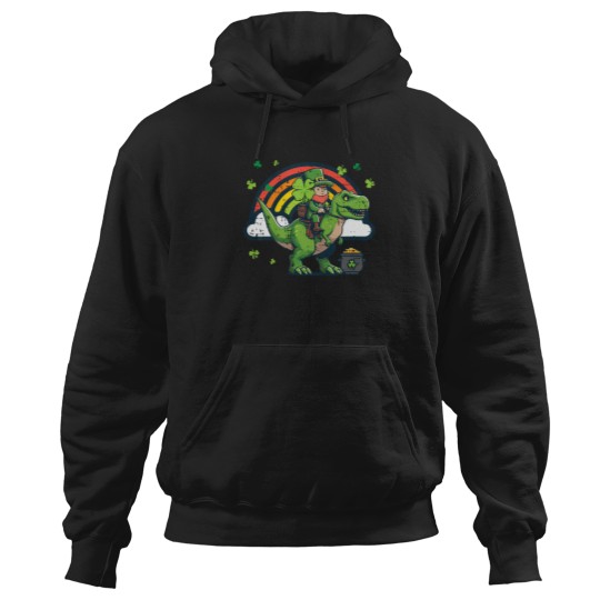 Discover Kids-St-Patricks-Day-Leprechaun-On-Dino-Saint-Pattys-Toddler-Boys-T-Shirt Hoodies