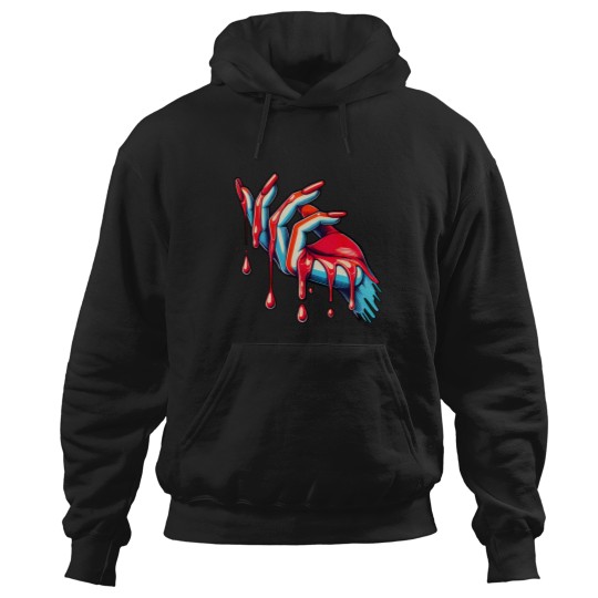 Discover Dripping Crimson: Red Painted Nails Hoodies