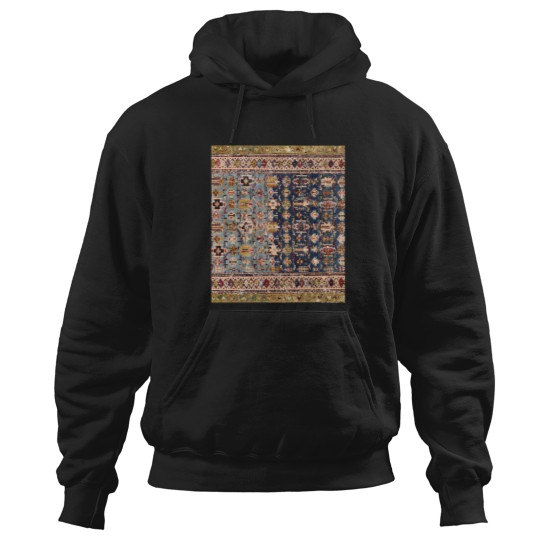 Discover Dusty Blue Green Kuba 19th Century  Colorful Yellow Bands Rug Hoodies