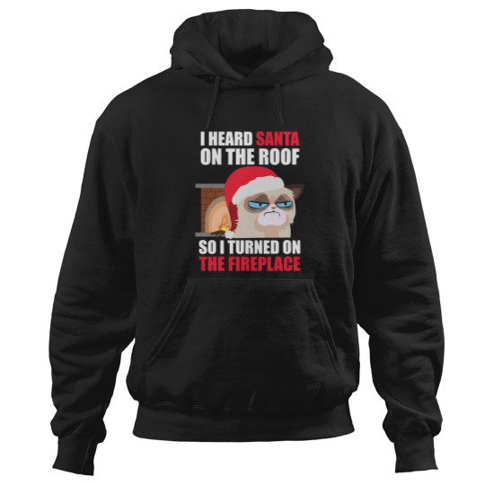 Discover Funny Christmas Cat Hates Santa Grumpy Annoyed Cats Hoodies