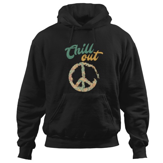 Discover Retro Vintage Chill Out Peace Sign Hippie Lover Hoodies
