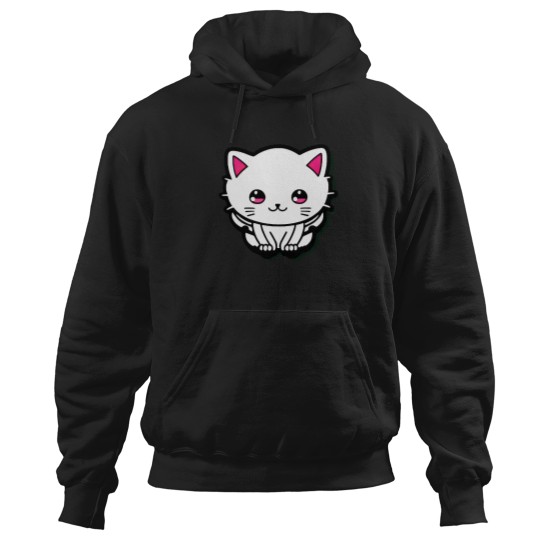 Discover Cute-White-Cat-Sparkling-Pink-Eyes-Active-T-Shirt Hoodies
