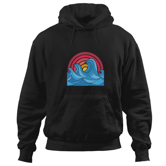 Discover 7300 Abstract Big Waves In The Sunset Active T-Shirt Hoodies