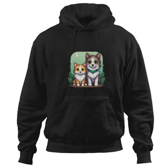 Discover 367 Pixel Art Illustration Of A Cat And A Dog In A Natural Setting Hoodies