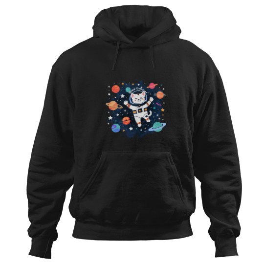 Discover Space Explorer Cat Brave Feline on a Cosmic Mission Hoodies