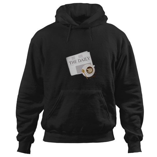 Discover Morning Bliss Newspaper &amp_ Coffee Delight Having Coffee, this morning, With her. Hoodies