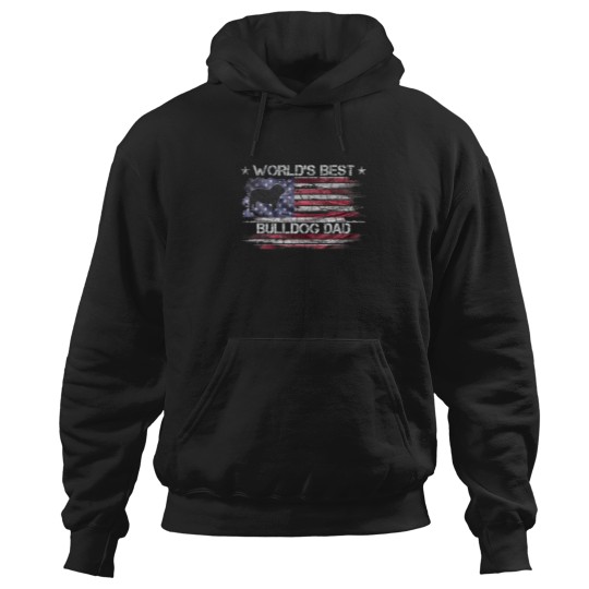 Discover Vintage USA Flag World's Best English Bulldog Hoodies