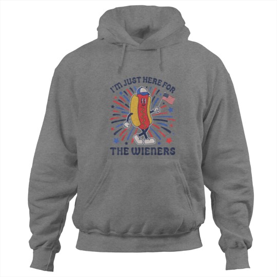 Discover I'm Just Here For The Wieners 4th of July Funny Hotdog Flag Hoodies