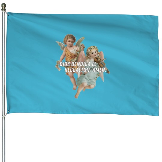 Discover Dios Bendiga El Reggaeton Amen House Flags